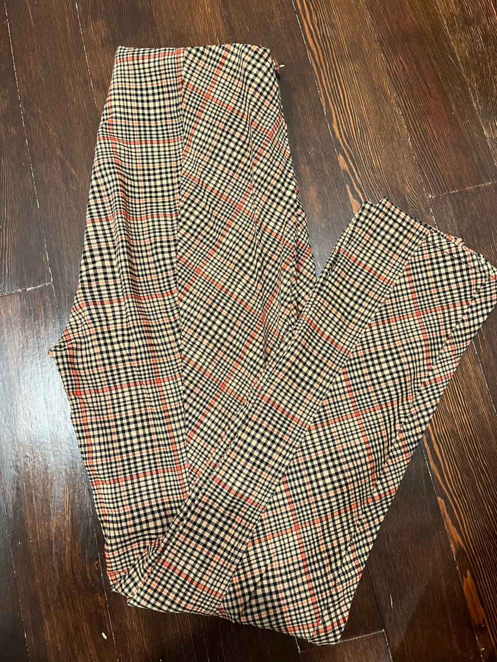 Free People Plaid Pants in Black, Cream & Red